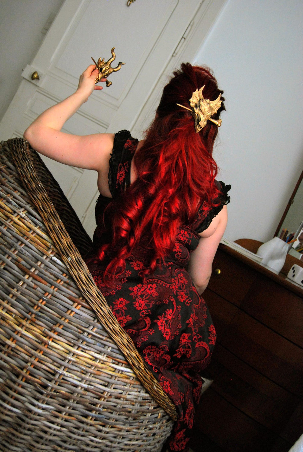 Pique a cheveux dragon squelette v2 - vue de dessus - OtterCraft
